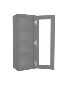 Grey Shaker Elite Wall Open Frame Glass Door Cabinet  15"W x 42"H Midlothian - RVA Cabinetry
