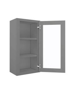 Grey Shaker Elite Wall Open Frame Glass Door Cabinet  18"W x 30"H Midlothian - RVA Cabinetry