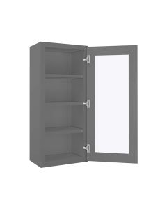 Grey Shaker Elite Wall Open Frame Glass Door Cabinet  18"W x 42"H Midlothian - RVA Cabinetry