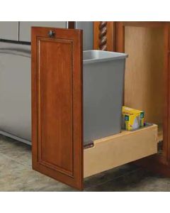 1- 50 Qt. Wood Bottom Mount Waste Container Kit w/Rev-A-Motion Slides - Fits Best in B18FHD Midlothian - RVA Cabinetry