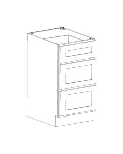 Key Largo White Vanity Three Drawer Base Cabinet 15"W Midlothian - RVA Cabinetry