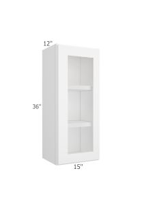 Colorado Shaker White Wall Open Frame Glass Door Cabinet 15"W x 36"H Midlothian - RVA Cabinetry