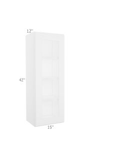 Colorado Shaker White Wall Open Frame Glass Door Cabinet 15"W x 42"H Midlothian - RVA Cabinetry